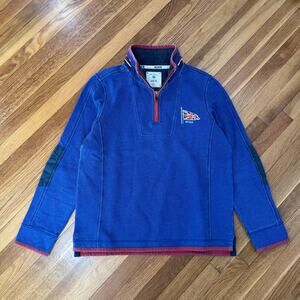 Fat Face The Iconic Airlie Shirt 1/4 Zip Pullover Mens Large Blue Red UK Rugby